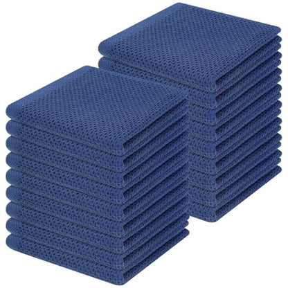 Homaxy 100% Cotton Waffle Weave Kitchen Dish Cloths 18-Pack, Navy Blue - color: Navy Blue, size: 12 X 12 - 18 Pack