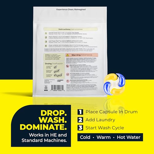 PowerPax Athletics Laundry Detergent Pods, 36 Count 5-in-1 Washer Pods for Activewear & Everyday Laundry, Enzyme Stain & Odor Remover, Citrus Energy, HE Washing Machine Pods
