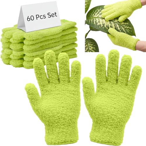 Shyyween 30 Pairs Microfiber Plants Dusting Gloves, Indoor Leaf Clean Mitt