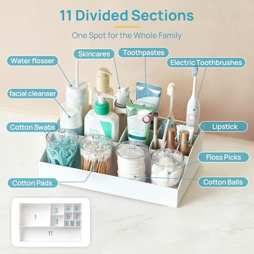 Vtopmart 5 PCS Bathroom Countertop Organizer Sets, White - color: White