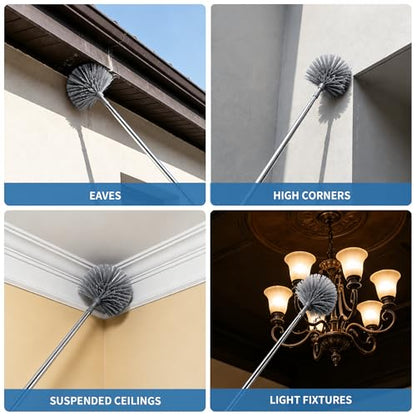 Cobweb Duster with Extension Pole, 90" Spider Web Brush, Grey