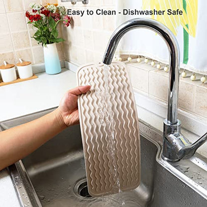 ZLR Small Dish Drying Mat for Kitchen Counter, 6"x17", Cassava White - color: Cassava White, size: 17" x 6"