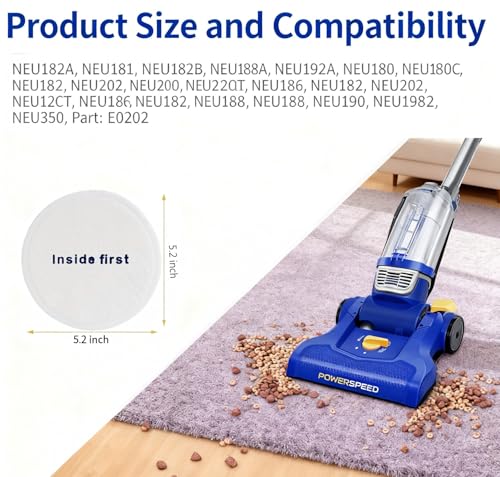 Power Speed Filters Replacement for Eureka NEU180, NEU181, NEU182A, NEU182B, NEU280, NEU188, NEU202 Bagless Upright Vacuum Cleaner, Part E0202，Vacuum Filter Great for Pet Hair/Odors, Dirt, Dust - size: 2+2