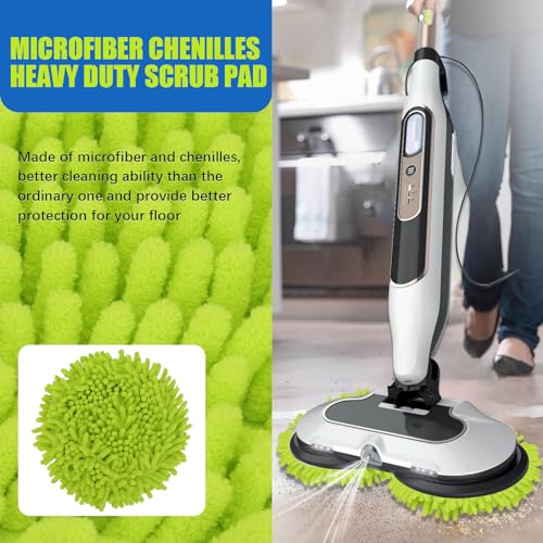 Microfiber Chenilles Pads for Shark Steamer S7001 s7020 s7000amz s7000 s7001tgt s7201 s8201 S7005 s8001 Series Rotating Steam Scrubber,Scrub Sanitize at The Same,Round Scrubbing Mop Replacement Pad - color: 4 Green Microfiber Chenilles Pads