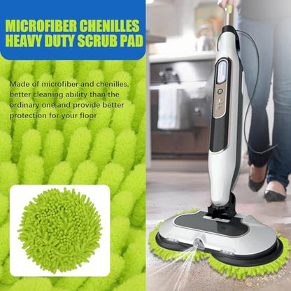 Microfiber Chenilles Pads for Shark Steamer S7001 s7020 s7000amz s7000 s7001tgt s7201 s8201 S7005 s8001 Series Rotating Steam Scrubber,Scrub Sanitize at The Same,Round Scrubbing Mop Replacement Pad - color: 4 Green Microfiber Chenilles Pads