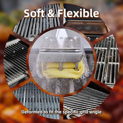HOUSE AGAIN Grill Brush Bristle Free with Scraper, Safe Steam Cleaned Replaceable Head Fire Resistant Grill Cleaning Brush Strong Barbecue Brush Cleaner Non Wire for Outdoor Grill Grate/Wooden Handle - size: Grill Brush