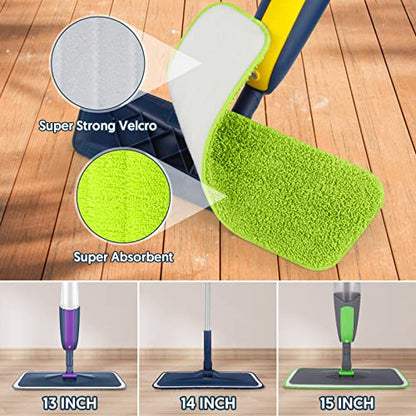 Washable Microfiber Mop Pads for Swiffer PowerMop: Wet Mop Refills 7 Pack - color: Green