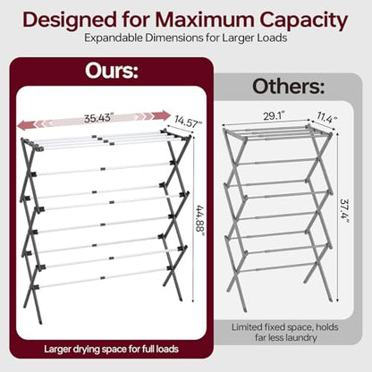 APEXCHASER Large Clothes Drying Rack, 14.57" D × 44.88" H - color: Grey White, size: Small