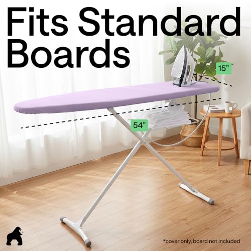 GORILLA GRIP Padded Ironing Board Cover, 15x54 Light Purple - color: Light Purple, size: 15" X 54"