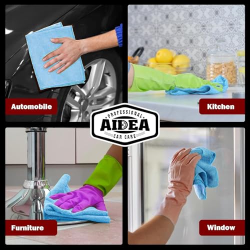 AIDEA Microfiber Cleaning Cloth Blue 10PK, Cleaning Rags 12×12" - color: Blue, size: 10PK