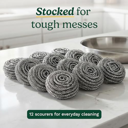 Cuisinart Stainless Steel Wool Scrubber, 12-Pack, Heavy Duty