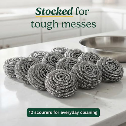 Cuisinart Stainless Steel Wool Scrubber, 12-Pack, Heavy Duty