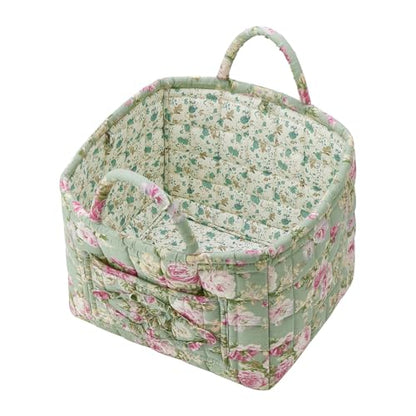 Boho Fabric Storage Basket, Large Capacity Laundry Basket, 12.2'' x 10.23'' x 10.23'' Collapsible Laundry Hamper with Easy Carry Handles (Army Green, L) - color: Army Green