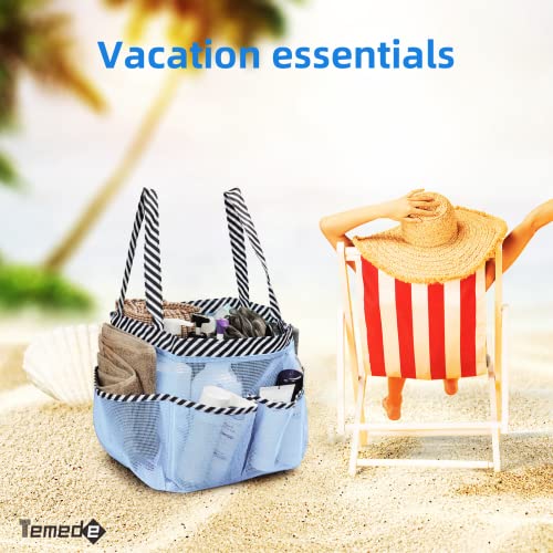 Temede Mesh Shower Caddy Portable for College Dorm Room Essentials - color: Blue