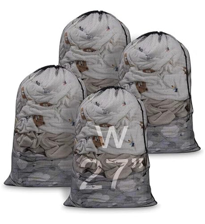 Meowoo 4Pcs Large Mesh Laundry Bag, 27×36inch - color: Black-4pcs, size: 27x36 inch