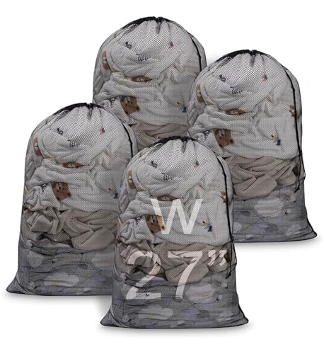 Meowoo 4Pcs Large Mesh Laundry Bag, 27×36inch - color: Black-4pcs, size: 27x36 inch