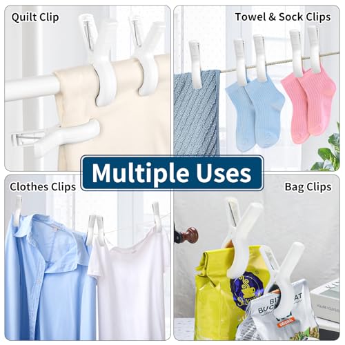 Senbowe Extra Large 6 Pack Beach Towel Clips, 5.1 Inch Pool Chair Clips,Heavy Duty Plastic Clothes Pins,Quilt Drying Clips,Windproof Clothes Clips,Keep Your Towel,Blankets to Dry on Clothesline - color: Blue, Khaki (5.1 Inch)