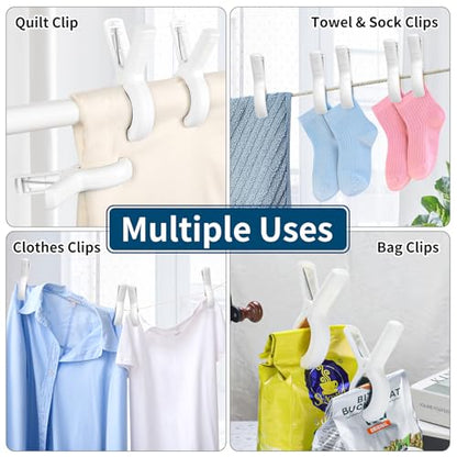 Senbowe Extra Large 6 Pack Beach Towel Clips, 5.1 Inch Pool Chair Clips,Heavy Duty Plastic Clothes Pins,Quilt Drying Clips,Windproof Clothes Clips,Keep Your Towel,Blankets to Dry on Clothesline - color: Blue, Khaki (5.1 Inch)