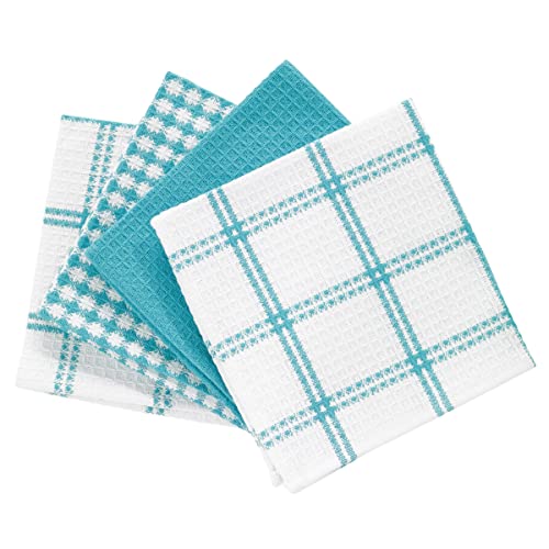 T-Fal Premium Waffle Dish Cloths: Highly Absorbent, Super Soft Long Lasting - 100% Cotton, 12"x13" Towel for Cleaning & Drying, (4-Pack), Breeze - color: Breeze, size: 4-Pack