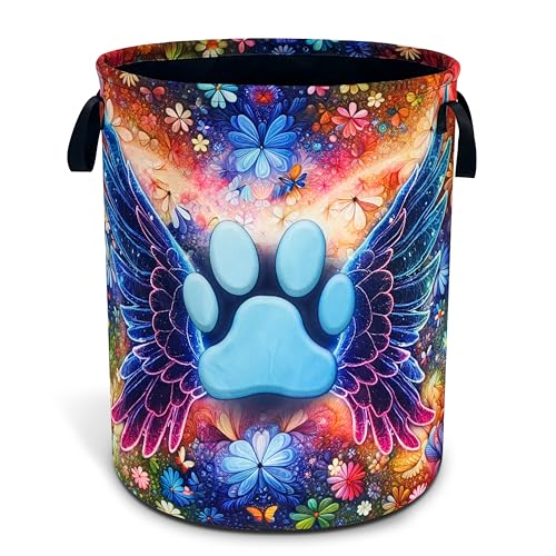 Cat Dog Paw Prints Laundry Basket Foldable Oxford Cloth 18.9 x 16.5 Inch - color: Pet Paw Prints