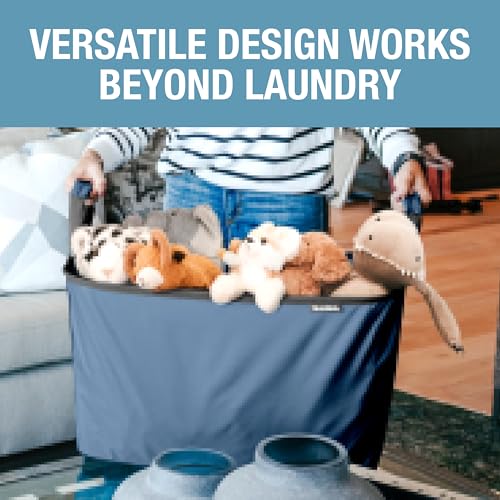 CleverMade Collapsible Laundry Baskets, 60L 2 Pack, 55 lb, Pop-Up, Denim - color: Denim Gray