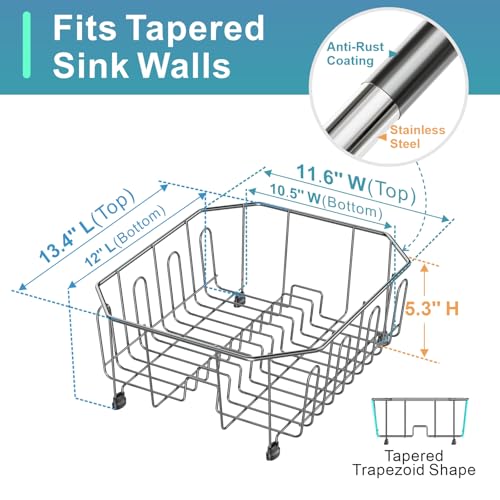 GSlife Small in Sink Dish Drying Rack - Stainless Steel for RV Kitchen - color: Gunmetal Grey, size: Small - 13.4" x 11.6" x 5.3"