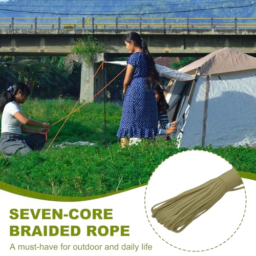 uxcell 4mm Nylon Rope, 10ft Portable Clothesline for Luggage and Backpack Tie Downs, Hanging Clothes, Swings, Camping and Mountaineering Tie Downs, Khaki - color: Khaki