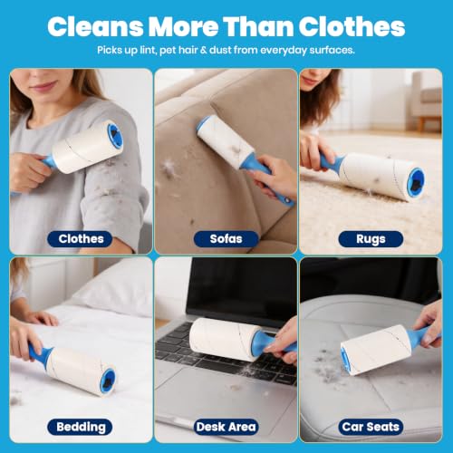 630 Sheets Extra Sticky Lint Roller for Pet Hair, 2 Handles