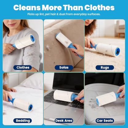 630 Sheets Extra Sticky Lint Roller for Pet Hair, 2 Handles