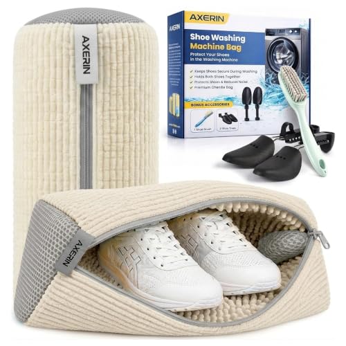 Shoe Washing Machine Bag for Washer and Dryer – 2pc Reusable Shoe Cleaning Bag for Sneakers & Tennis Shoes - color: OFF-WHITE