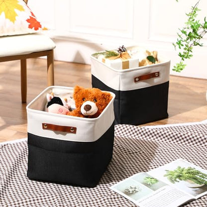 Uiifan 12 x 12 x 12 Inch 8 Pack Fabric Storage Baskets with Handles, Black - color: Black, size: 12 x 12 x 12 Inch