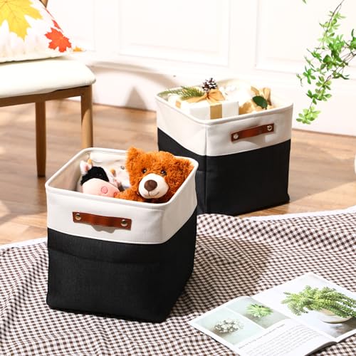 Uiifan 12 x 12 x 12 Inch 8 Pack Fabric Storage Baskets with Handles, Black - color: Black, size: 12 x 12 x 12 Inch