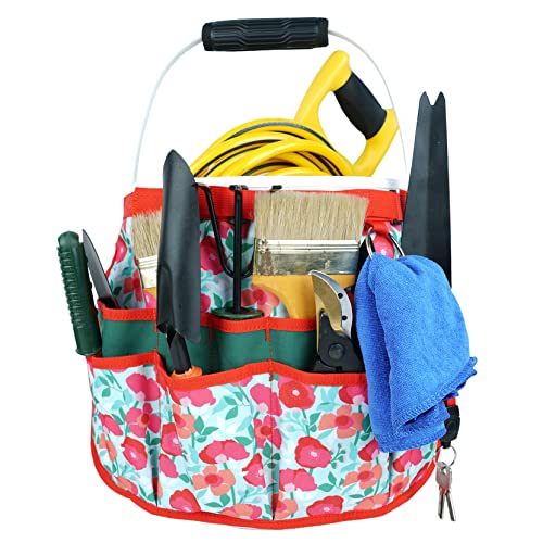 MELOTOUGH Bucket Caddy Organizer Bucket Tool Organizer for Garden Tools Fit 3.5 to 5 Gallon Bucket (Flower) - color: Flower