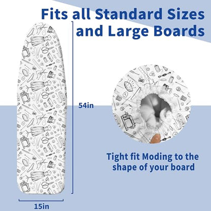 Ironing Board Covers and Pad 54x15 Scorch and Stain Resistant Ironing Pad - color: White