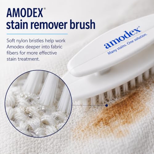 Amodex Laundry Brush for Stains on Clothes, Use with Amodex Stain Remover to Remove Ink, Sharpie, Makeup, and More, Soft Bristled Brush for Stain Removal Even on Delicate Fabrics and Skin