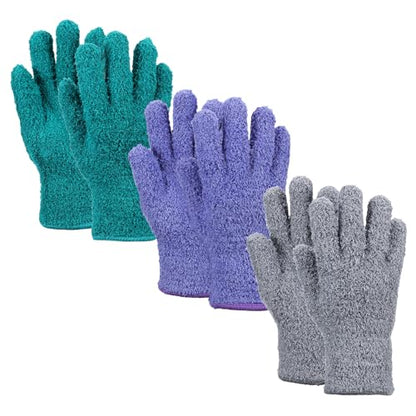 uxcell Microfiber Gloves, Reusable Washable Plant Dusting Gloves Cleaning Mittens for Auto Plants Household Kitchen - color: Purple/Peacock Green/Gray
