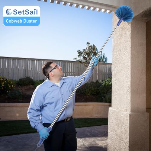 SetSail Cobweb Duster with Extension Pole, for Cobweb Cleaning,Blue - color: Blue, size: Cobweb Brush