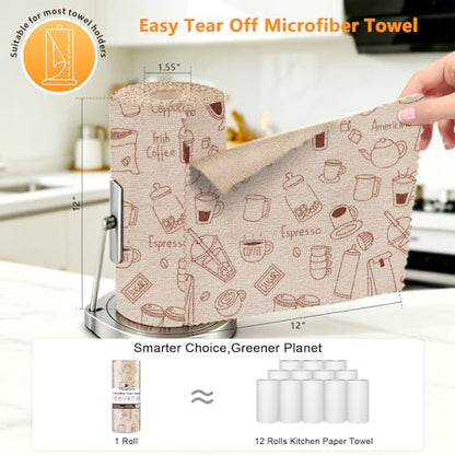 Viraelive Microfiber Cleaning Cloth Roll, 50 Sheets, Barista, 12"x12" - color: Coffeeware