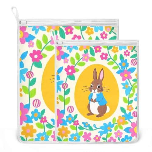 Mesh Laundry Bags Lingerie Bags for Washing Delicates 2 PCS Durable Wash Bag with Zipper Small and Medium Washable Bright Colorful Easter Eggs - color: Bright Colorful Easter Eggs