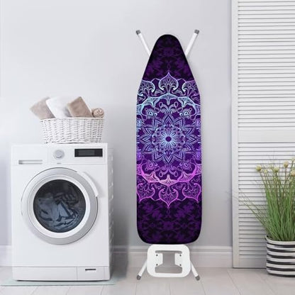 Home Ironing Board Cover, Boho Flower Heat Reflective Tie-Dye Ironing Board Cushion with Elastic Edge, Standard Size - color: Boho Flower