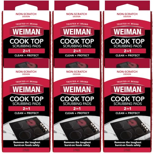 Weiman Cooktop Scrubbing Pads, Scratch-Free Cleaning Pads for Cermaic, Glass Cooktop Surfaces, Removes Tough Burned-On Food & Residue, 6 Pack - size: (Pack of 6)