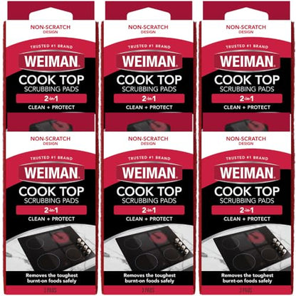 Weiman Cooktop Scrubbing Pads, Scratch-Free Cleaning Pads for Cermaic, Glass Cooktop Surfaces, Removes Tough Burned-On Food & Residue, 6 Pack - size: (Pack of 6)