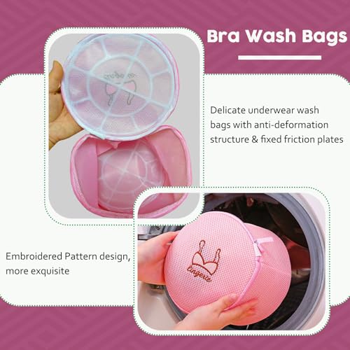 4Pcs Premium Durable Honeycomb Mesh Laundry Bags for Delicates, Large Bra Laundry Bags for Washing Machine, Lingerie Underwear & Intimates Wash Bag 6.7 x 6.7 x 7.5Inches - color: 4 Pack Pink