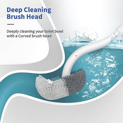 Marbarsse Bathroom Toilet Bowl Brush and Holder, Curved Design Dismount Toilet Brush for Deep Cleaning Under Rim, Best Toilet Brush Set, CompactToilet BowlCleaner Brush for Bathroom, 1 Pack - color: White-1 Pc-b
