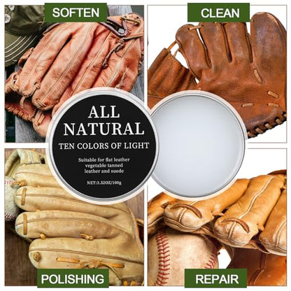Mimorou 3 Pcs Baseball Glove Cleaning Kit Glove Conditioner 3.5 oz Brush and Microfiber Towel Leather Conditioner for Baseball Glove Moisturizing Softball Glove Maintenance