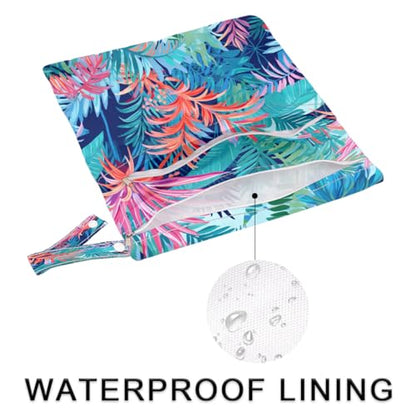 Pardick Wet Bag 2Pcs Wet Dry Bag Waterproof Travel Laundry Bags Poppy Leaf Tropical Swimsuit Bags Storage Cloth Diaper Bathing Suit 0rganizer for Beach, Yoga, Gym, Pool - color: Poppy Leaf