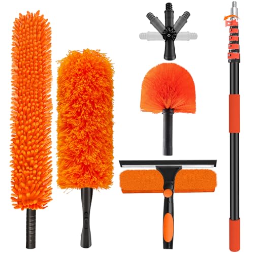 30FT High Reach Duster with Extension Pole 5-24FT, 4-in-1 Cleaning Kit - size: 24FT Pole