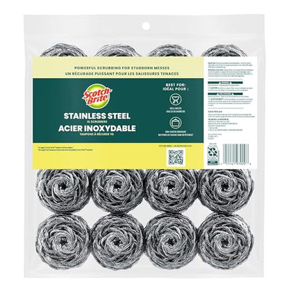 Scotch-Brite Stainless Steel Scrubbers, 16 Pack