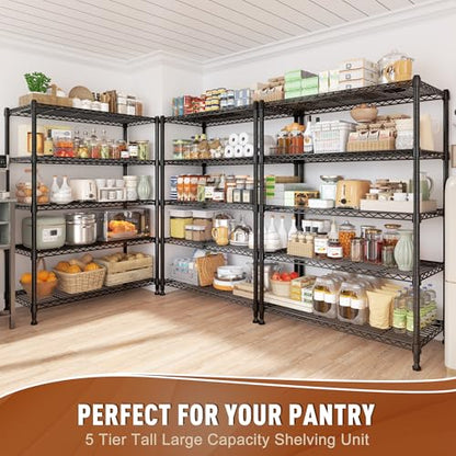 REIBII 63" H 5-Tier Heavy Duty Storage Shelves, 1020 lbs, 2-in-1 Adjustable - size: 5 Tier-14"D x 29"W x 63"H