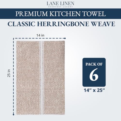 LANE LINEN Dish Towels for Kitchen Drying 100% Cotton Absorbent 6 Pack - color: 06: Beige, size: 06 Pack